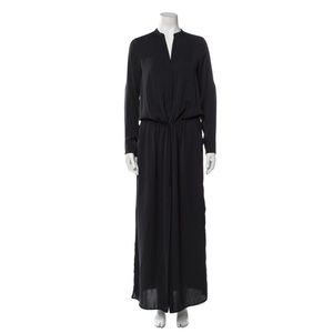Vince Black Button-through Silk Maxi Dress